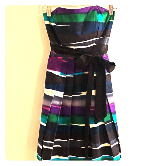 Watercolor Striped Strapless Dress - Picture 1 of 3